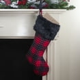 thumbnail image 2 of Northlight 21.5" Red and Black Plaid with Dots and Faux Fur Cuff Christmas Stocking, 2 of 4