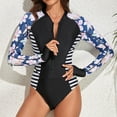 thumbnail image 3 of Elainilye Fashion Womens Bathing Suits Long Sleeve Diving Suit Siamese Sexy Summer Beach Surfing One-Piece Zipper Swimsuit,Black, 3 of 9