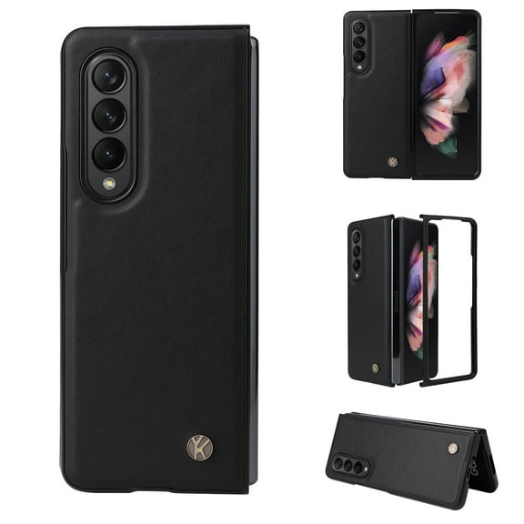 Allytech PU Leather Case for Samsung Galaxy Z Fold 4 2022 (5G), Ultra Thin Anti-Drop Shockproof Protective Foldable Folio Case for Galaxy Z Fold4 7.6 inch, Black
