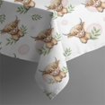 thumbnail image 5 of White Highland Cow Leaf Pattern Square Tablecloth,Waterproof Square Table Cover,Wipeable Spillproof Washable Table Cover for Home Kitchen Party Decor 52"x52"(132x132cm), 5 of 6