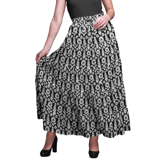 Bimba Jupes Maxi Imprimées pour Femmes Style Bohème Gypsy Longue Jupe en Coton