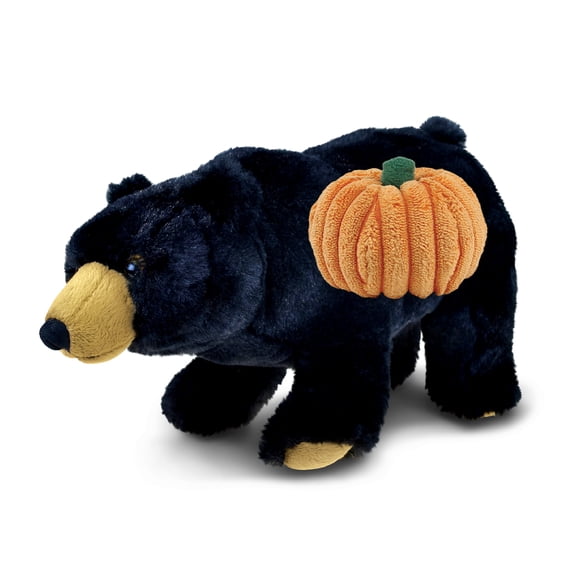 DolliBu Super Soft Plush Wild Black Bear Stuffed Animal with Pumpkin Decor - Pumpkin Plush Animal for Fall, Halloween and Thanksgiving, Pumpkin Toy for Baby, Kids, Adults - 11 Inches