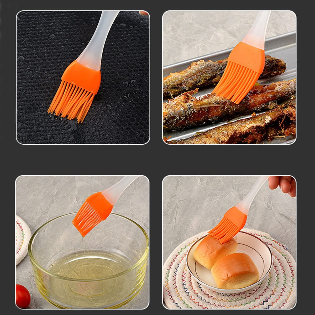 Griddle Mat with 3Pcs Basting Brush BBQ Grill Accessories Tools for Blackstone, Side Shelf Mat Grill Pad for Outdoor Grill Counter Spatula Silicone Mat for Kitchen, Cooking, Countertop, Black