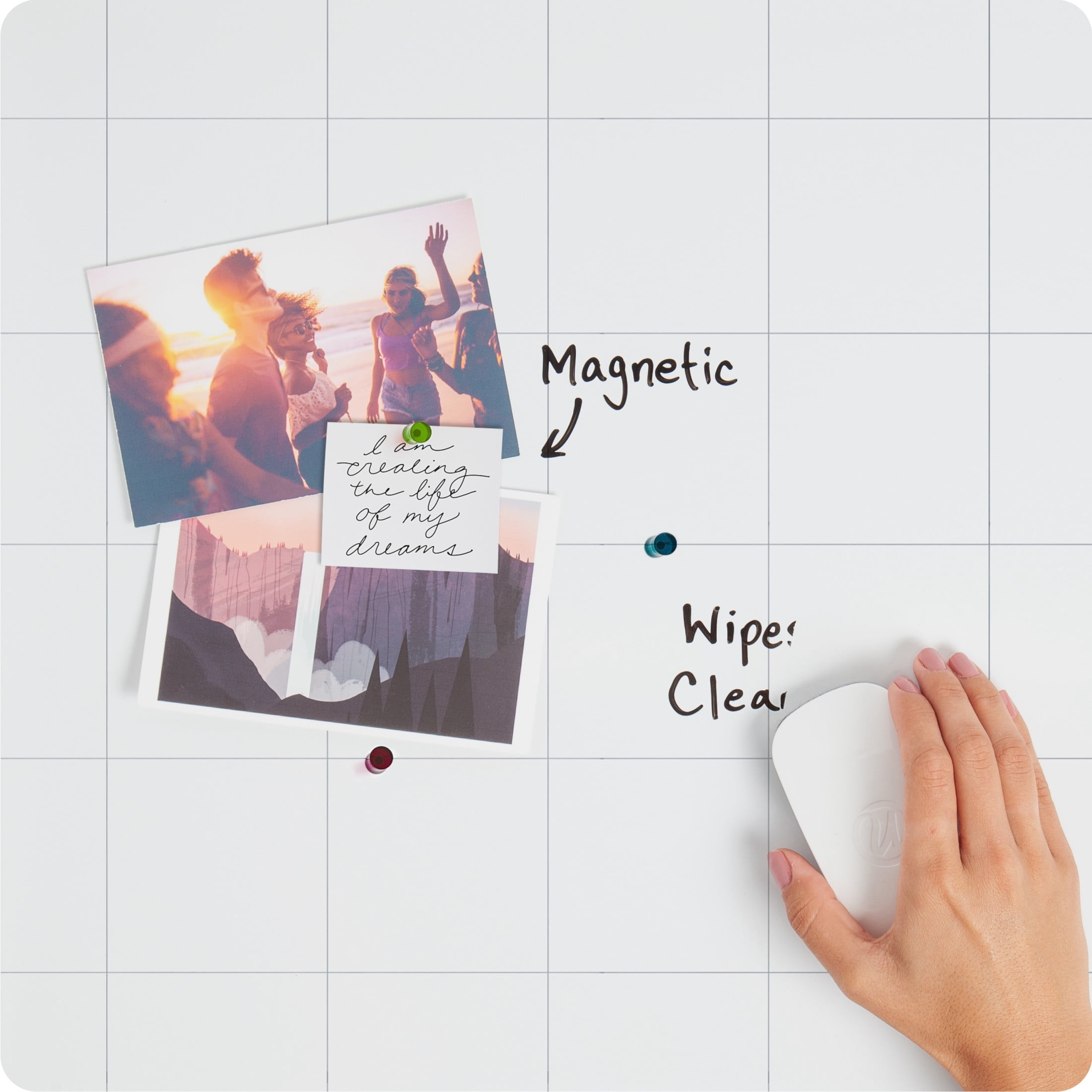 U Brands 30 x 20 in Magnetic Dry Erase Calendar Planner Board, Black Wood Style Frame