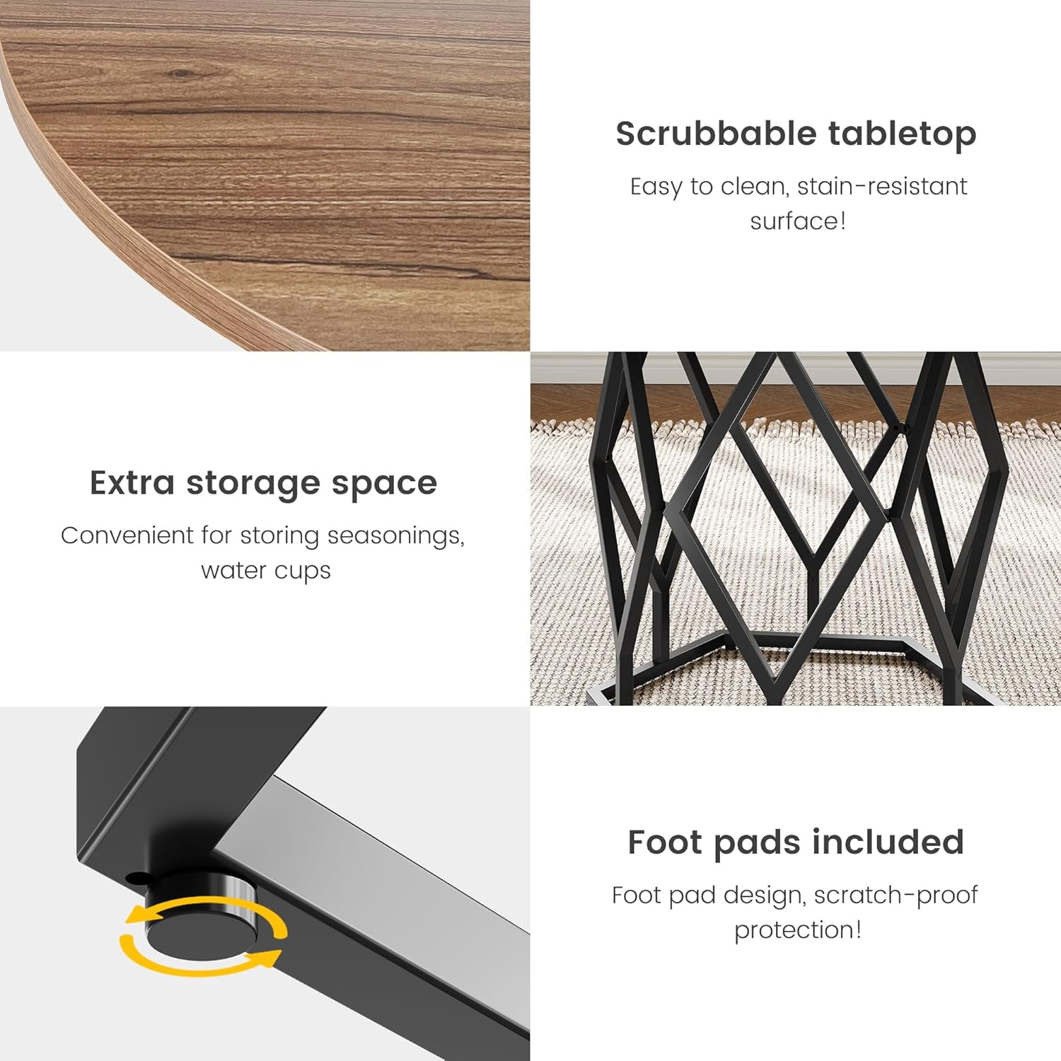 M optimized Round Dining Table for 4-6 People, 47" Farmhouse Kitchen Table, Modern Circle Dinner Table with Sturdy Base, Industrial Wood Dinning Room Table for Kitchen