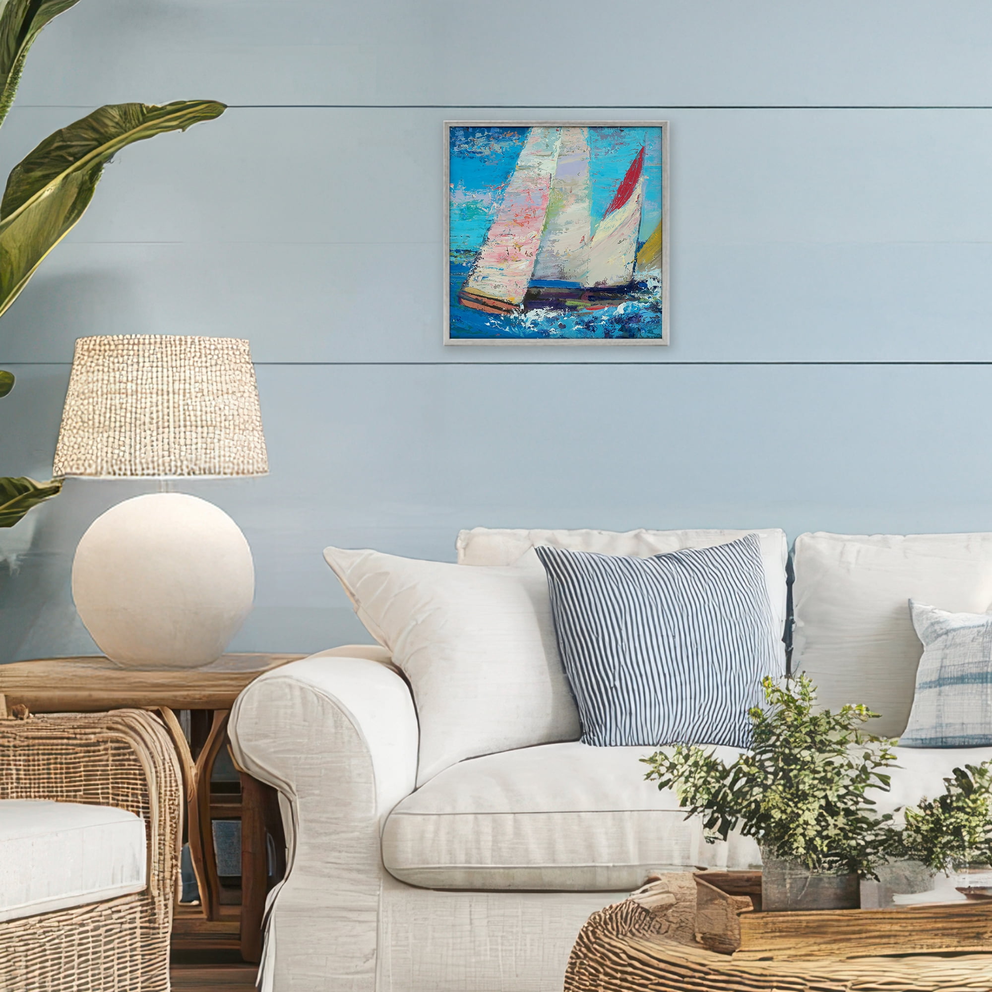 Stupell Industries Expressive Sailboats on Waves Gray Framed Giclee Art, design by Beth A. Forst