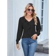 thumbnail image 6 of Womens Dressy Casual Blouse Business Long Sleeve Tops Ruffle V Neck Work Shirt 2025 Black L, 6 of 8