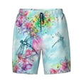 thumbnail image 4 of Lsque Mens Swim Trunks Dragonfly Floral Pattern - Bathing Suit Compression Liner - Beach Swim Shorts Swimwear - (S-3XL) - Stretch Quick Dry -Large, 4 of 9
