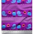 thumbnail image 1 of Soimoi Purple Rayon Fabric Monster Cartoon Decor Fabric Printed Yard 56 Inch Wide, 1 of 3