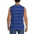 thumbnail image 4 of Lsque Blue Gold Grid Lantern Shapes Print Men's Cotton Blend Sleeveless Muscle Shirts (S-3XL)- Moisture Wicking, Odor Protection, UPF 30+,Small, 4 of 8