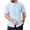 Light Blue, variant on Mens Summer Linen Shirts Casual Short Sleeve Button Down Shirt Classic Fit Lightweight Collarless Beach Shirts Stylish Tops White L