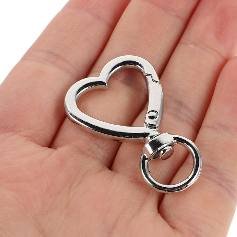 PBPBOX 10Pack Swivel Keychain Clasp Heart Shaped Silver for Easy