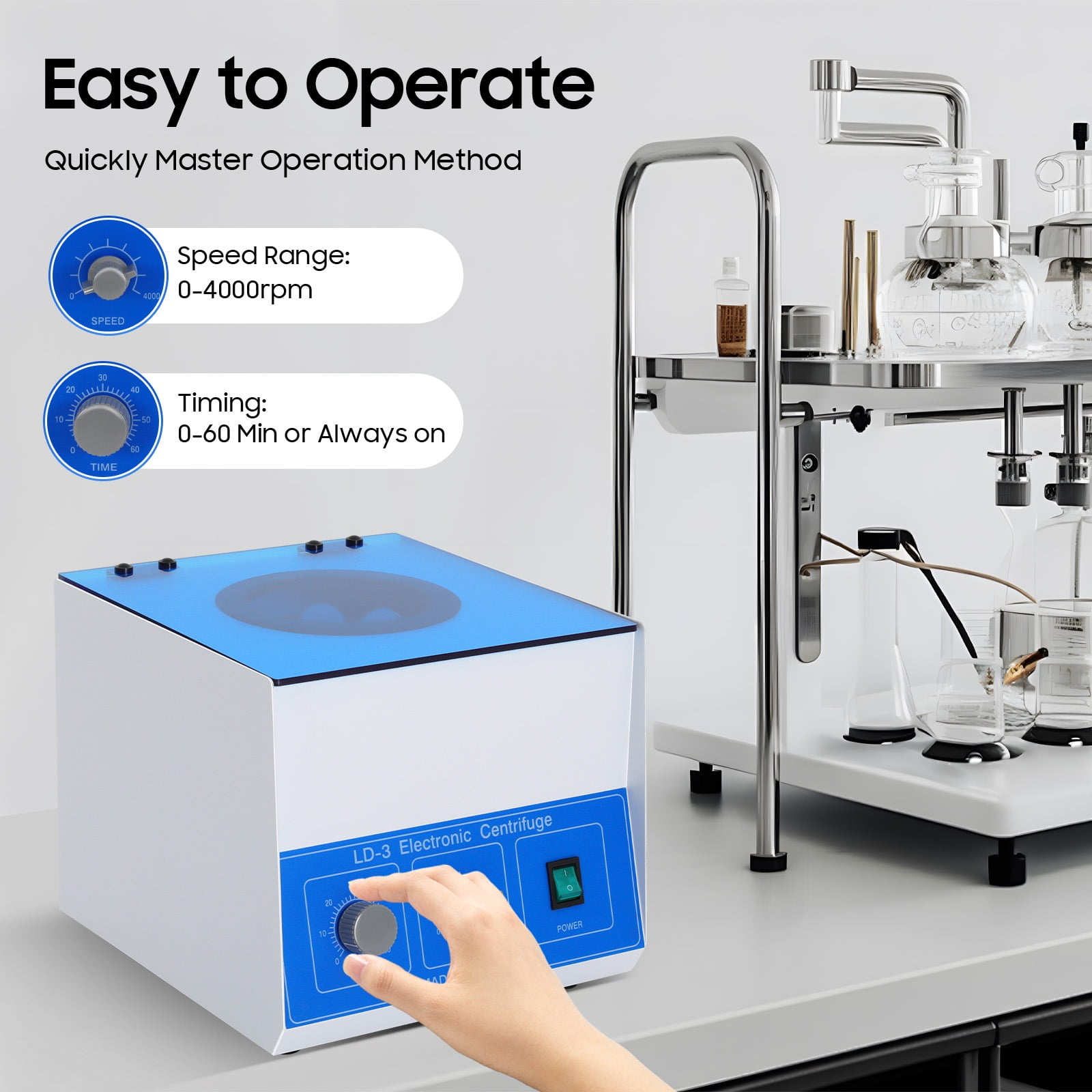 110V 60W LD-3 Desktop Electric Centrifuge, 4000r/min Electric Centrifuge Machine for Medical and Scientific Research