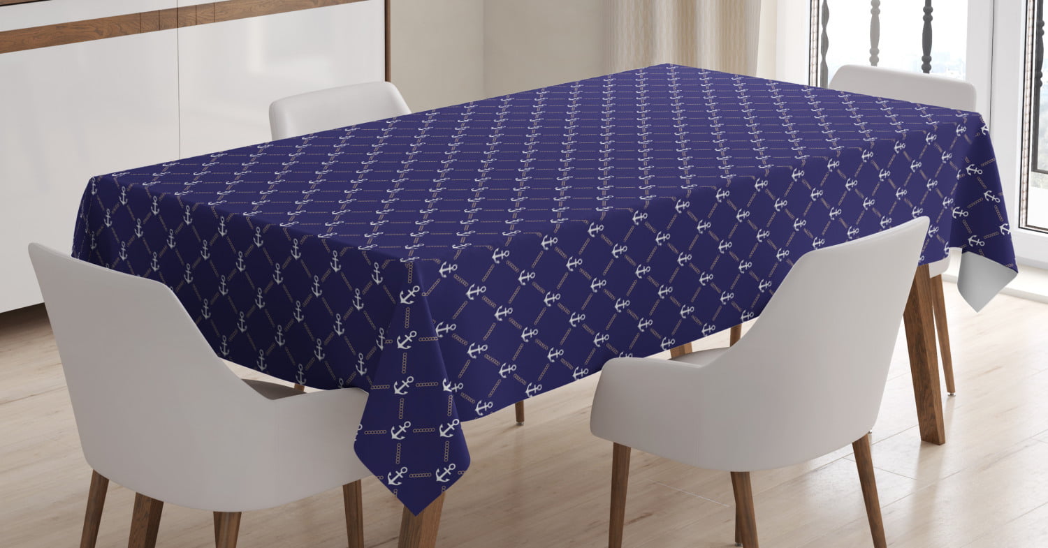 Navy Marine Nautical Boat PVC Tablecloth Vinyl Oilcloth Kitchen Dining Table 