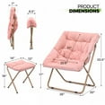 thumbnail image 2 of Magshion Folding Saucer Chair with Ottoman, Faux Fur Moon Chair and Footrest with Metal Frame, Foldable Lounge Chair and Foot Stool Set, Pink, 2 of 10