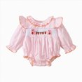 thumbnail image 6 of Staki Newborn Infant Baby Girl Halloween Outfits Embroidered Pumpkin Onesie Long Sleeve Smocked Bubble Romper 0-18M(Orange,3-6 Months), 6 of 8