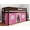 CHERRY + Pink & White Tent, variant on JACKPOT! Contemporary Low Loft Twin Bed with End Ladder, White with Pink & White Tent