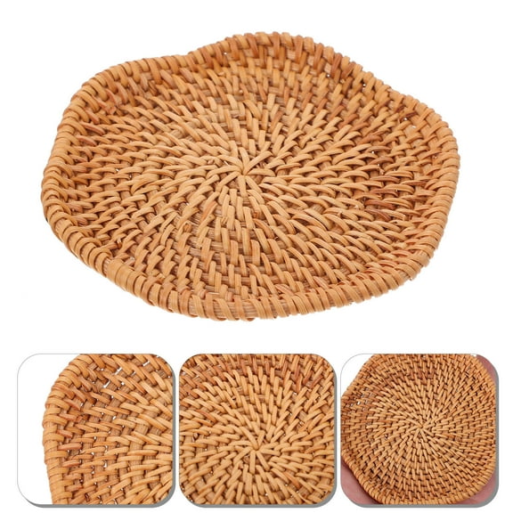 WHAMVOX  Woven Potholders Coasters Rattan Wicker Dining Room Table Decor Retro