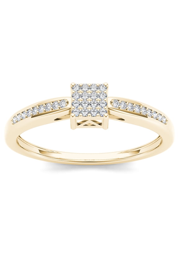 1/10 Ct T.W. Diamond Cluster 10kt Yellow Gold Engagement Ring