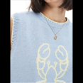 thumbnail image 4 of Suéter Sin Mangas con Estampado Gráfico Y2K para Mujer, Jersey de Langosta, Cuello Redondo, Ligero, de Punto, para Otoño. Azul M, 4 of 7