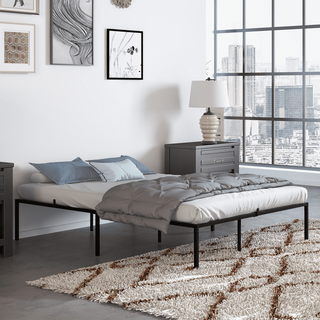 Base de Cama Metálica – Espacio de Almacenamiento – Resistente y Duradera – Fácil Montaje – Sin Base de Resortes – Sin Chirridos – Bordes Redondeados 191*137*38CM