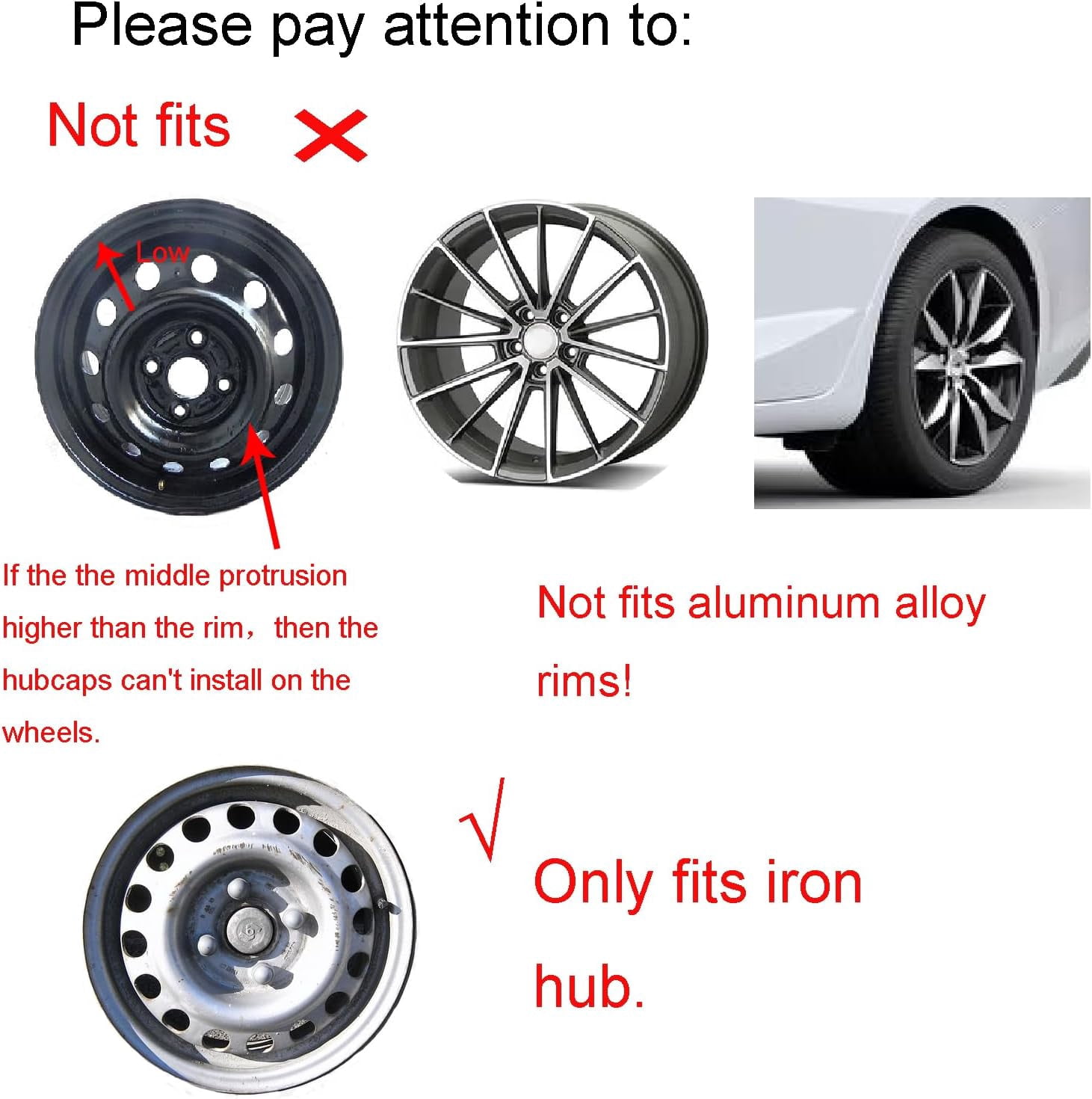 MYJTOPUS 4 pack 15 inch Universal Hubcap Wheel Covers， Silver