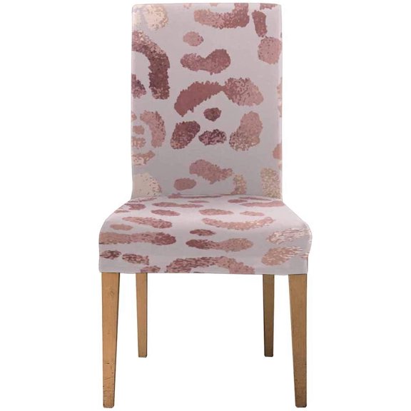 FMSHPON Leopard Skin Rose Gold Stretch Chair Cover Protector Seat Slipcover for Dining Room Hotel Wedding Party Set of 1
