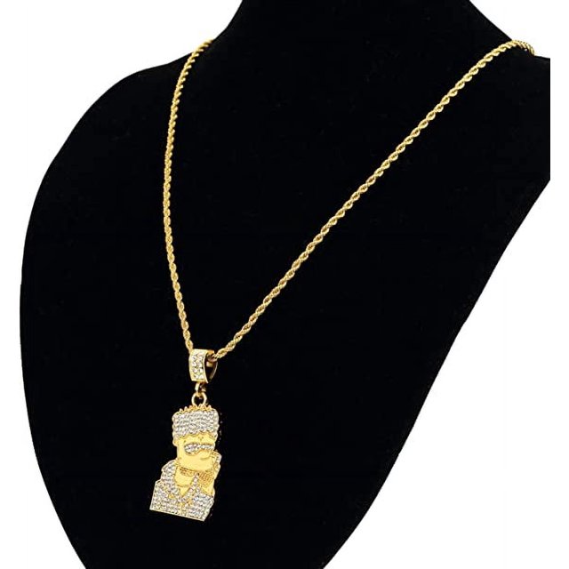 Colgante de acero inoxidable 316L con circonita cúbica chapada en oro de 18 quilates para hombre