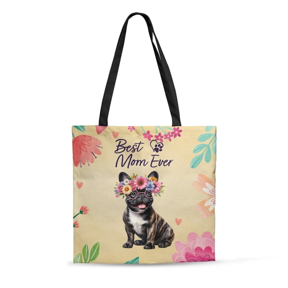 Best Frenchie Mom Ever Happy Mother's Day All Over Print 3D Canvas Tote Bag Dog Lover Gifts Reusable Handbag - 02002