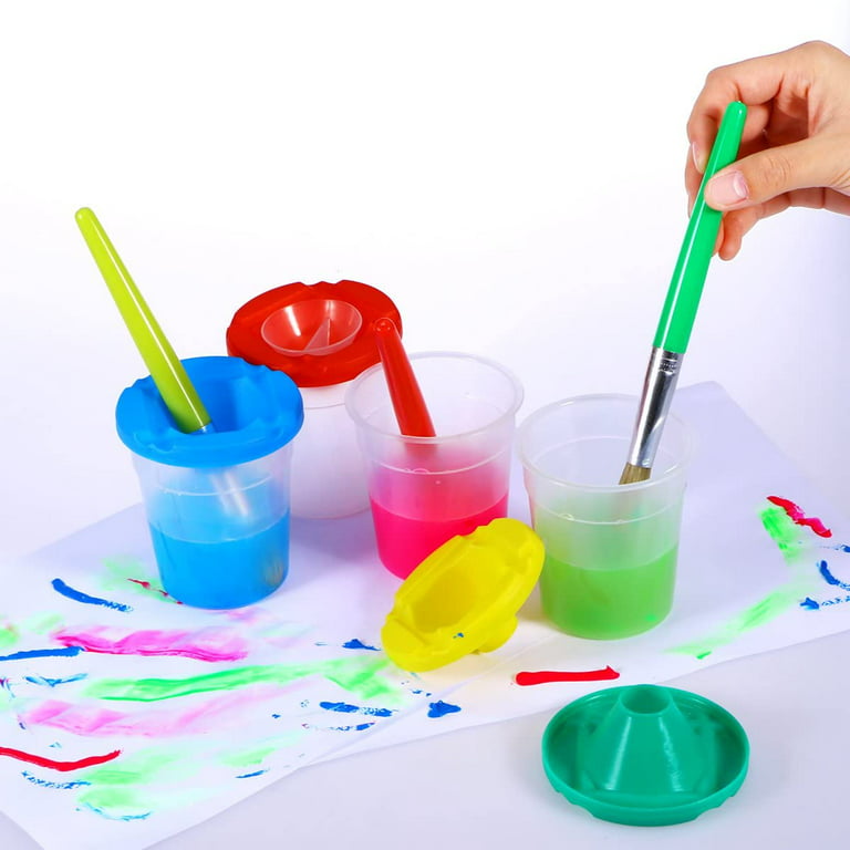 4 Pieces Spill Proof Paint Cups with Lids for Kids Toddlers Children  Drawing - AliExpress