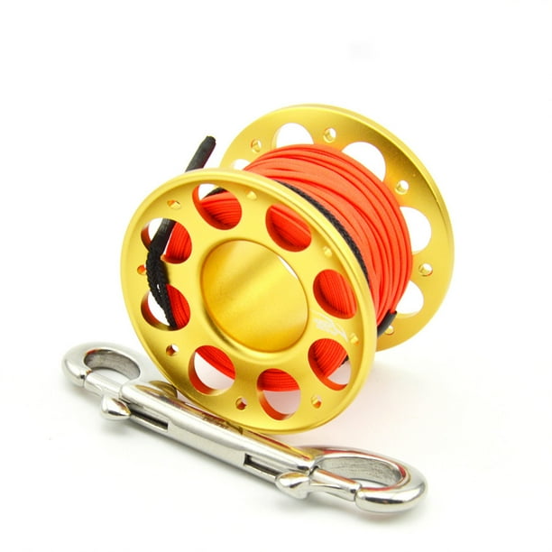 Sonducket Carrete de carrete de buceo Keep, carretes de cuerda de poliéster de Color sólido portátiles, accesorios subacuáticos de pesca de con Deportes acuáticos Oro 15m Sonducket OD003289-04
