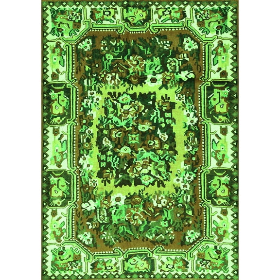 Ahgly Company Indoor Rectangle Persian Green Traditional Area Rugs, 5' x 7'