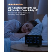 Mpow Digital Alarm Clock for Bedrooms, Large Numbers, Easy to Set Digital Clock with Modern Curved Design, 6 Levels Brightness, 3 Alarm Tones & 2 Volume, 9min Snooze, Battery Backup, 12/24H