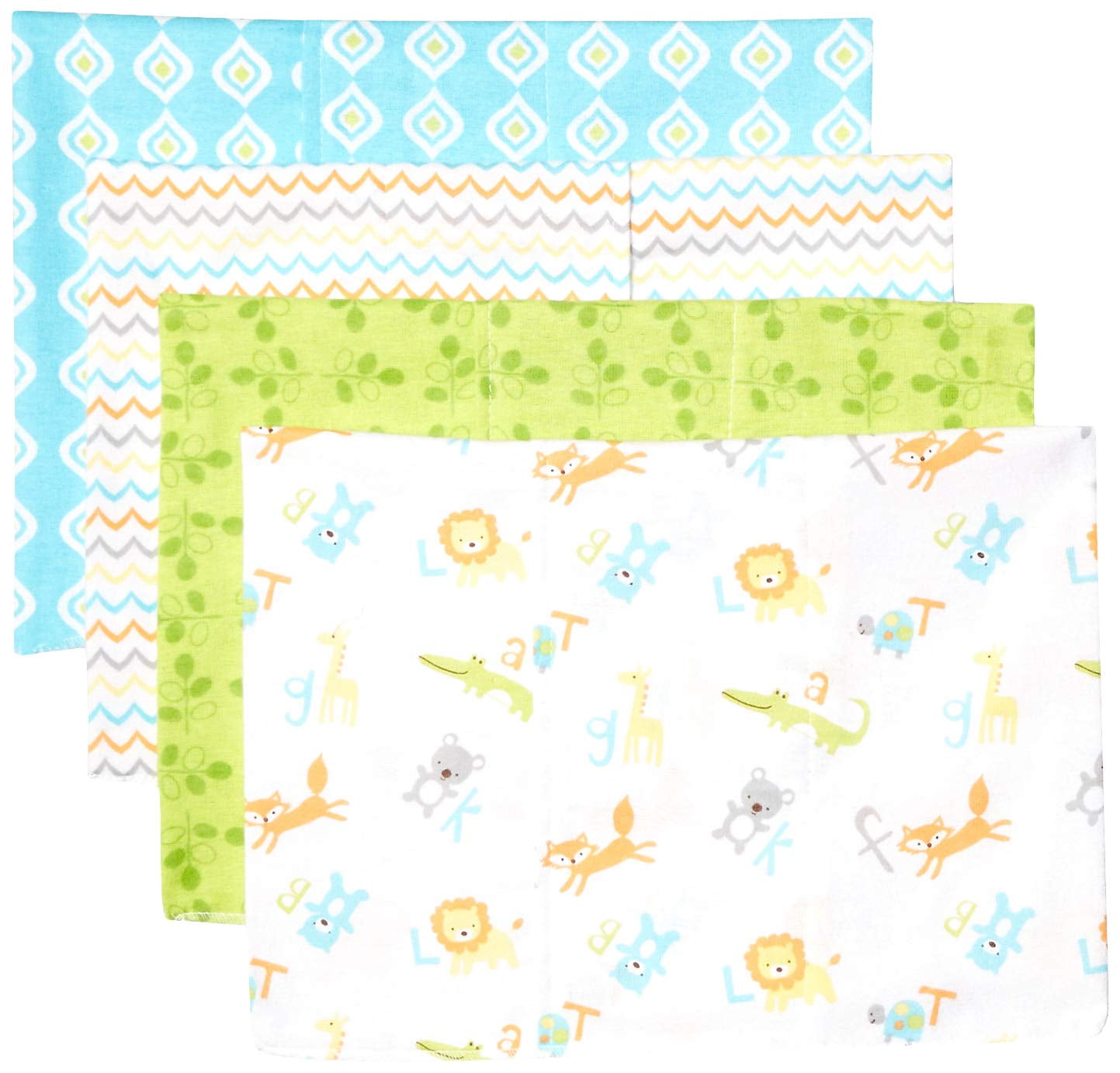 Luvable Friends Baby Girl Cotton Flannel Burp Cloths 4pk, Rainbow, One Size