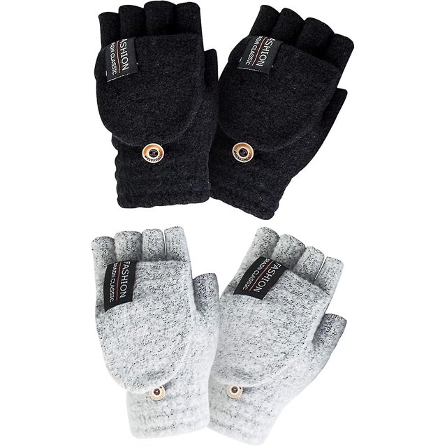 Guantes de invierno para mujer, paquete de 2 guantes convertibles sin dedos de lana cálida para regalos de mujer con gorro de cubierta de manoplas