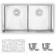 thumbnail image 1 of Stylish Undermount 32" Stainless Steel Double Bowl 50/50 Kitchen Sink with Grids & Strainers S-321XG, 1 of 11