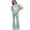 Green, variant on Girls Clothes 2 Piece Cute Bow Print T-Shirt Tops & Flare Pants Spring Summer Outfits Teen Tween Girls Fashion Clothing Sets (Green, 9-10 Years)