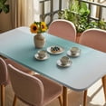 thumbnail image 3 of Teal Grey Ombre Table Cloths for 5 Foot Rectangle Tables, Farmhouse Gradient Minimalist Patio Waterproof Elastic Fitted Tablecloths, Washable Rectangular Table Cover for Camping, 3 of 8