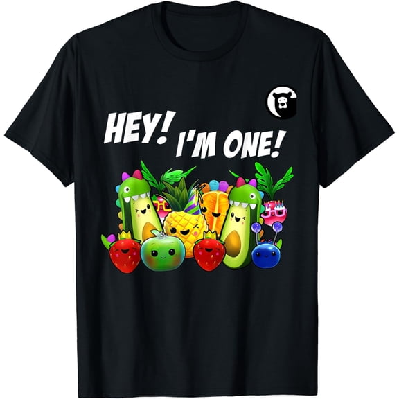 True Vibe Hey I'm One Birthday Boy Funny Fruit Birthday Hey Bear T-Shirt