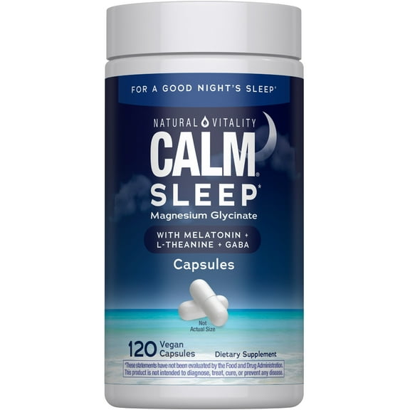 Calm Sleep Magnesium Supplement with Melatonin & Magnesium Citrate | 120 Capsules | by Natural Vitality