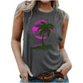 thumbnail image 2 of Summer Savings Clearance! Titcea Tank Top for Women Palm Tree Printed Round Neck Sleeveless Graphic Tees Hawaiian Beach Holiday Summer Casual T Shirts, 2 of 5