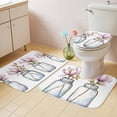 thumbnail image 4 of Purple Flower Bathroom Rugs Set Glass Bottle Floral Non Slip Absorbent Soft Bath Mats 3 Piece Set with Bathroom Rug, U-Shaped Floor Mat, Toilet Seat Cover Large Size, 4 of 9