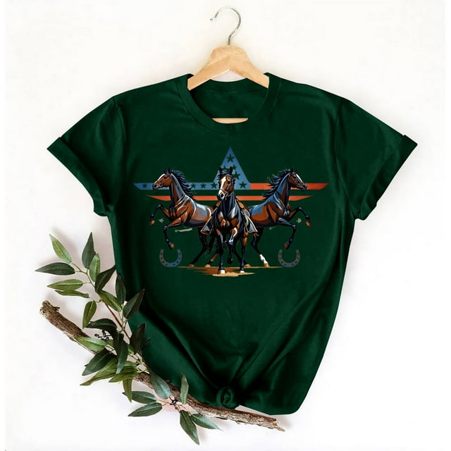 Clearance under 2!Sevevn Ladies' Fashion Printed Round Neck Short Sleeve Round Neck Top/Shirt Summer Gift Green L