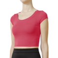 thumbnail image 2 of J. METHOD Women's Short Sleeve Scoop Neck Crop Top Solid Basic Casual Cropped T Shirts NEWT18 Coral L, 2 of 6
