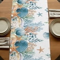 thumbnail image 5 of Table Runners 108 Inches Long Dress Scarves, Teal Blue Coastal Farmhouse Coffee/Dining/Kitchen Table Runner for Living Room, Summer Beach Starfish Shell Coral Nautical 13x108 Inch, 5 of 9