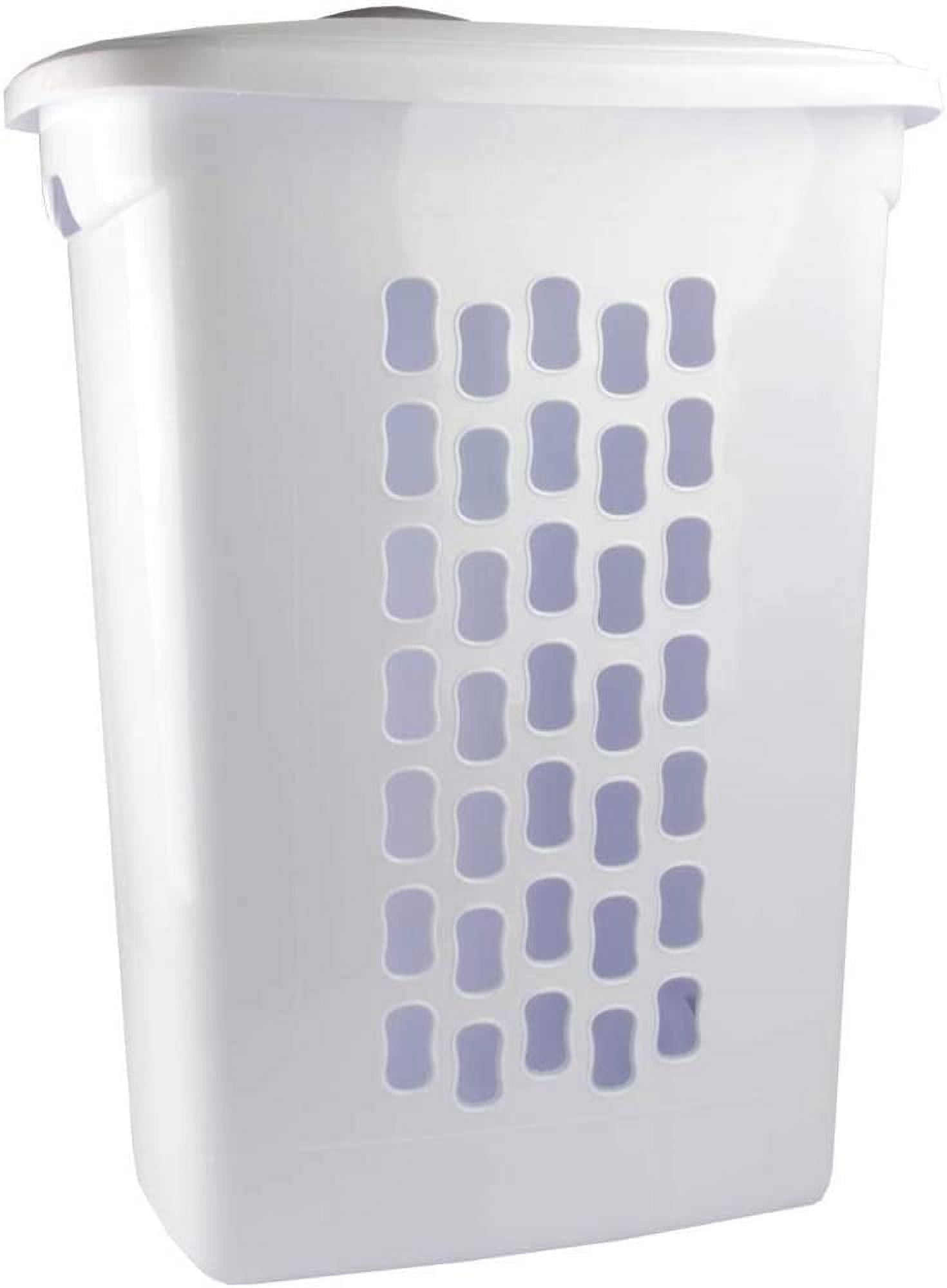Ultra Wheeled Laundry Hamper with Lid, Handle and Wheels for Easy Rolling of Clothes to and from The Laundry Room, Plastic, White, 1-Pack