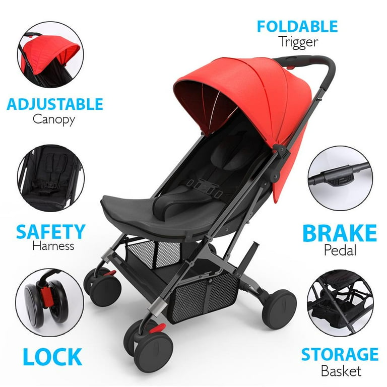 Jovial JPC18RD.5 Portable Folding Baby Stroller Compact Portable Stroller Boy or Girl Walmart