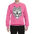 thumbnail image 2 of Drawn Tribal Wolf Animal Lover Unisex Crewneck Graphic Sweatshirt, Neon Pink, 3XL, 2 of 3