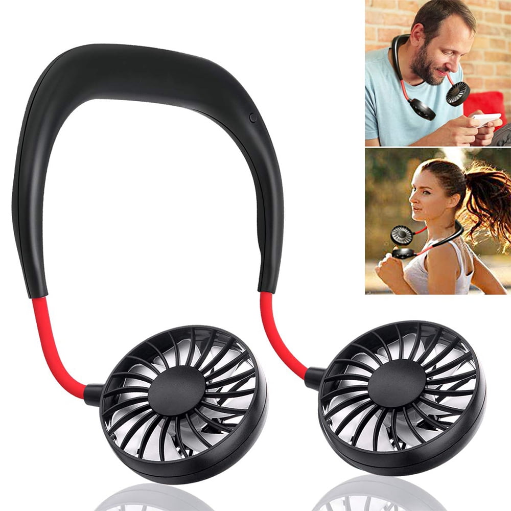 Hands Free Fan USB Rechargeable Necklace Headphone Fans For Traveling Sporting 