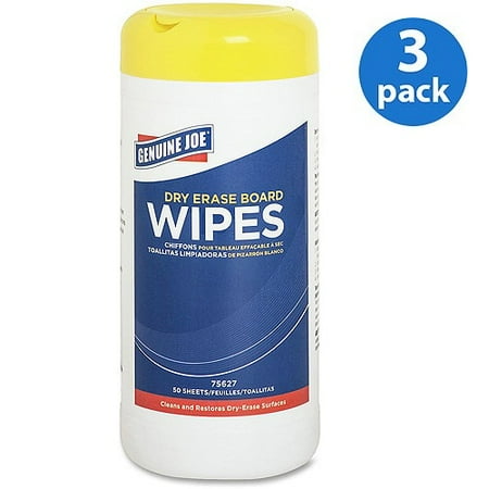 Dry Disposable Cloths - Genuine Joe Dry-Erase Board Cleaning Wipes, Pack of 3